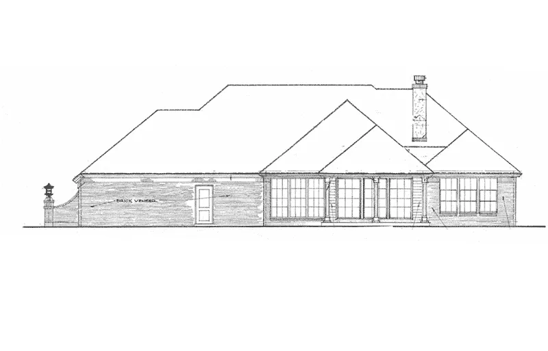 Country French House Plan Rear Elevation - Ewell European Ranch Home 036D-0209 - Search House Plans and More