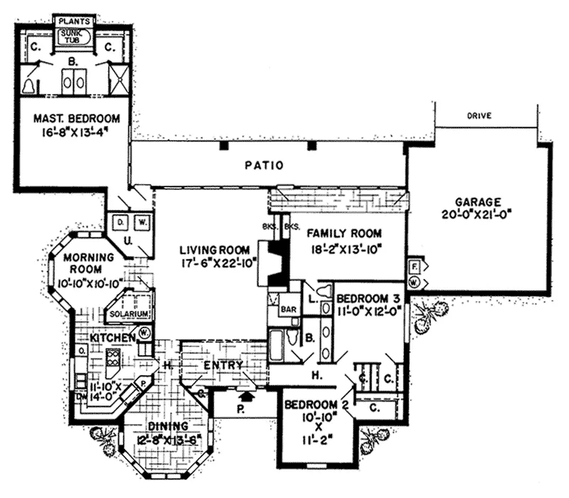 Southern Home Plan First Floor 038D-0155