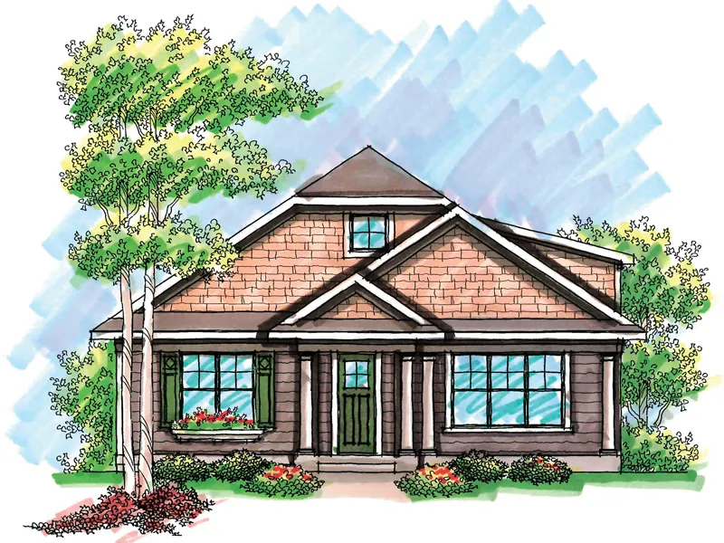 Traditional House Plan Front of Home - Glen Way Ranch Home 051D-0610 - Search House Plans and More