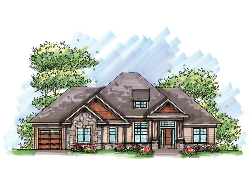 Ranch House Plan Front of Home - Swedesboro Ranch Home 051D-0628 - Shop House Plans and More