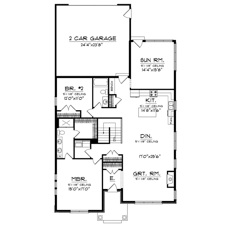 Shingle Home Plan First Floor 051D-0740