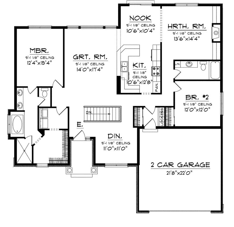 Traditional House Plan First Floor - Colton Ridge Ranch Home 051D-0741 - Search House Plans and More
