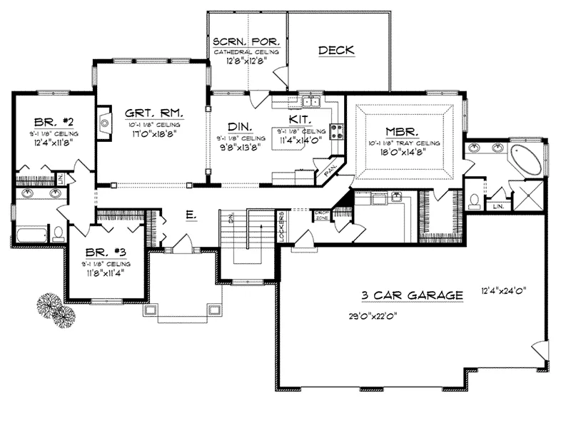 Craftsman House Plan First Floor - Haymarket Country Ranch Home 051D-0744 - Search House Plans and More