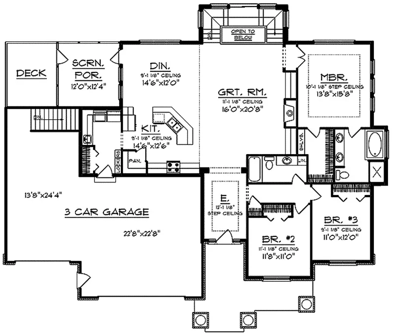 Rustic House Plan First Floor - Cainelle Craftsman Ranch Home 051D-0750 - Search House Plans and More