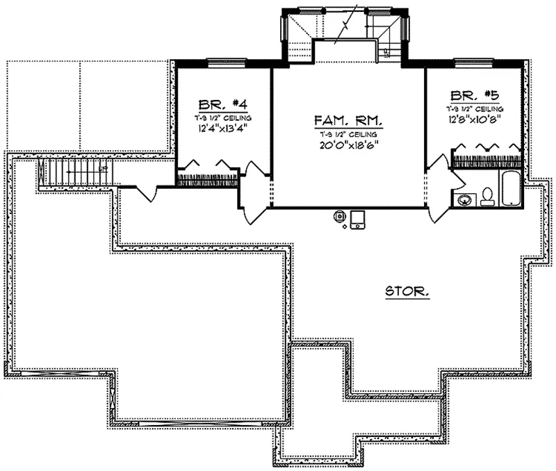 Rustic House Plan Lower Level Floor - Cainelle Craftsman Ranch Home 051D-0750 - Search House Plans and More