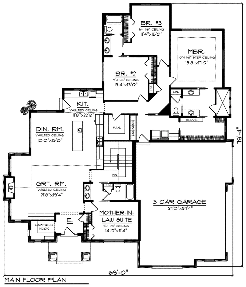 Country French Home Plan First Floor 051D-0794