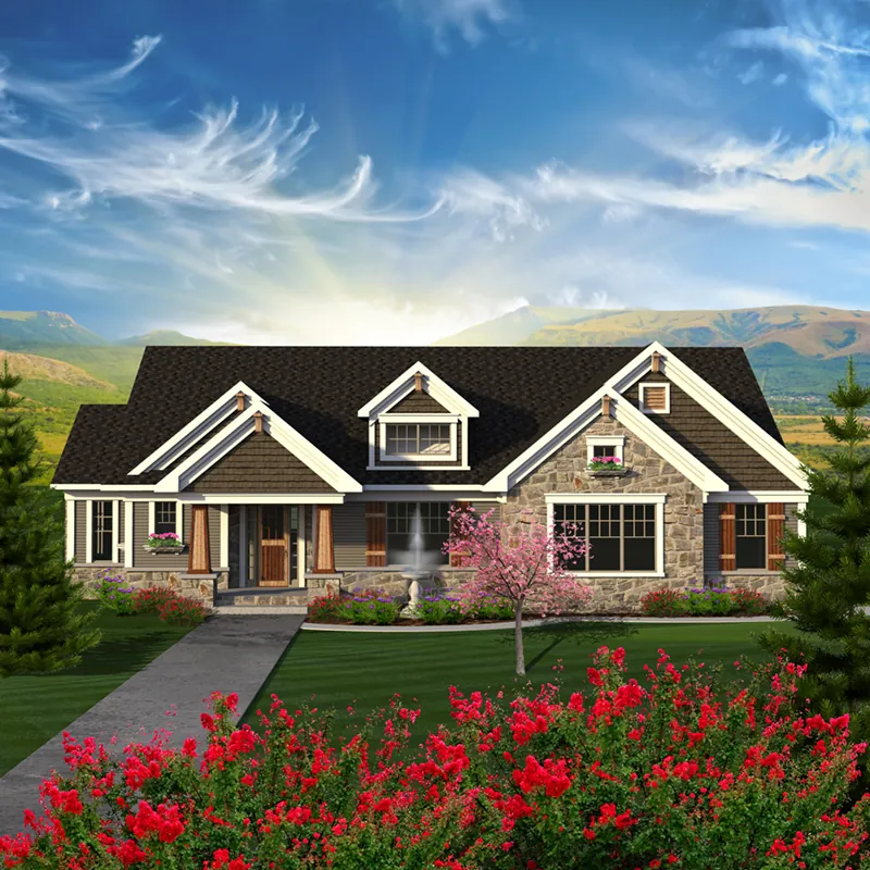 Rustic House Plan Front of Home - Evans Rustic Craftsman Home 051D-0794 - Search House Plans and More