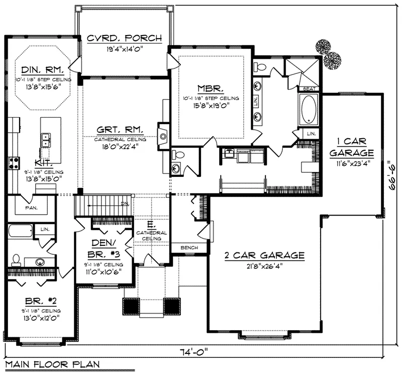Prairie House Plan First Floor - Alamo Heights Prairie Home 051D-0814 - Search House Plans and More