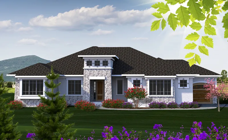 Prairie House Plan Front of Home - Alamo Heights Prairie Home 051D-0814 - Search House Plans and More