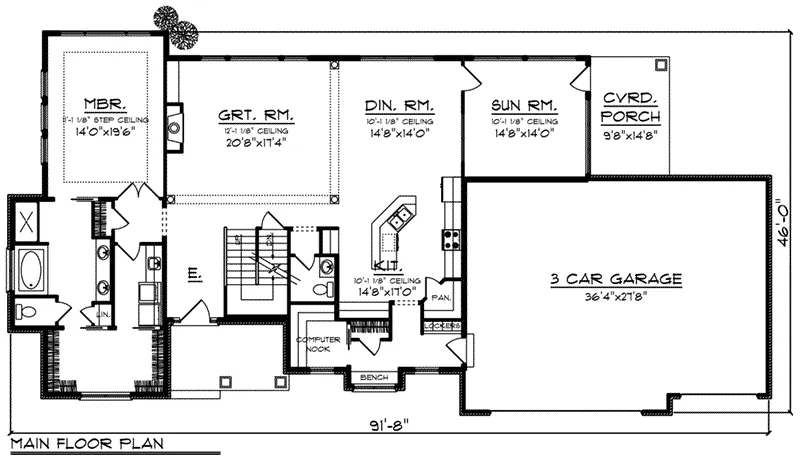 Craftsman Home Plan First Floor 051D-0876