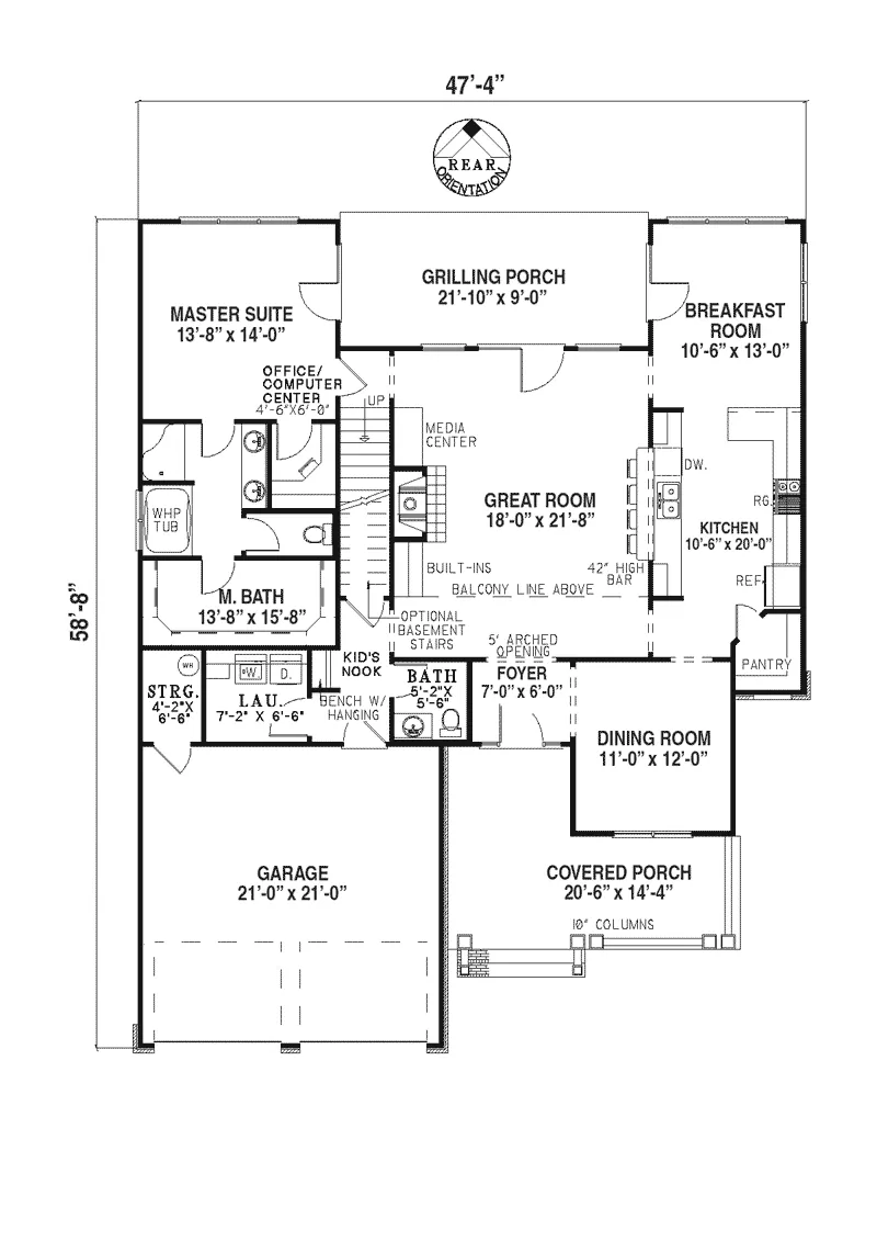 Country Home Plan First Floor 055D-0215