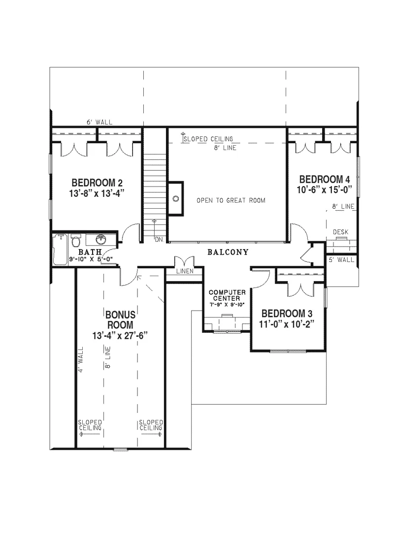 Country Home Plan Second Floor 055D-0215