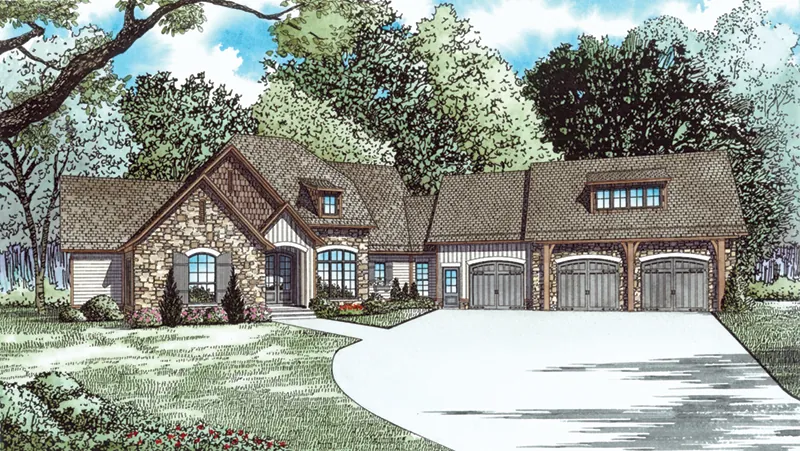 Rustic House Plan Front of Home - Dellwood Drive European Home 055D-0937 - Search House Plans and More