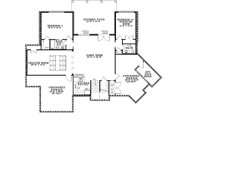 English Cottage Home Plan Lower Level 055D-0937