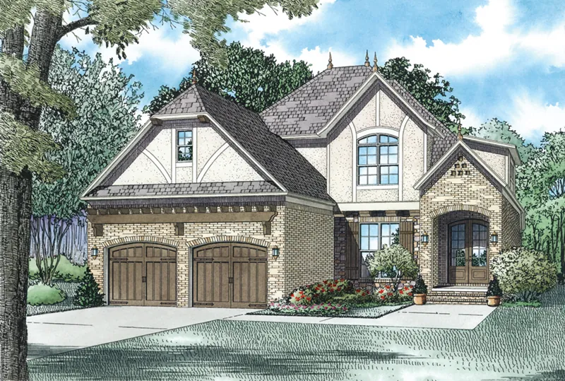 English Cottage House Plan Front of Home - Lindenwood Cove Tudor Home 055D-0938 - Shop House Plans and More