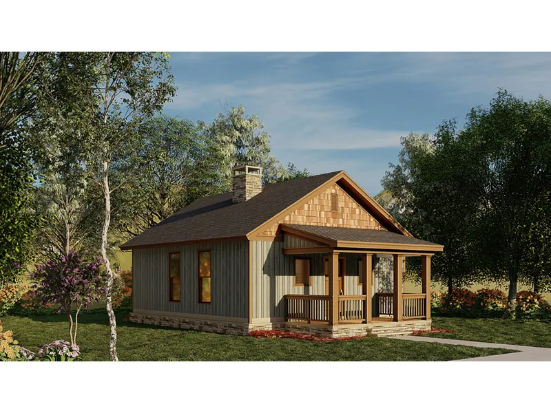 Ranch House Plan Front Photo 01 - Ridge View Rustic Cabin 055D-0941 - Shop House Plans and More