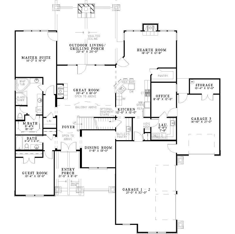 Traditional House Plan First Floor - Stoneboro Rustic Craftsman Home 055D-0954 - Shop House Plans and More