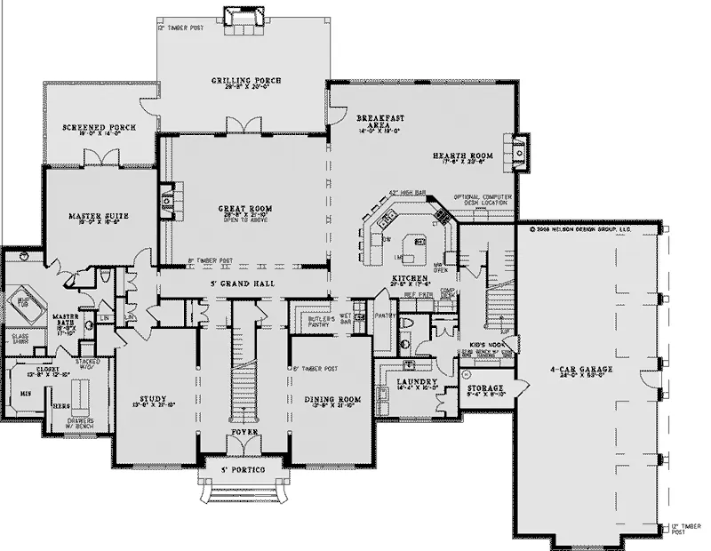Southern House Plan First Floor - Abbeyhaven Luxury Home 055D-0955 - Search House Plans and More