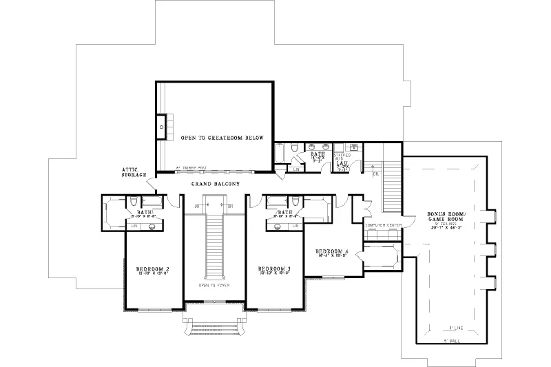 Southern House Plan Second Floor - Abbeyhaven Luxury Home 055D-0955 - Search House Plans and More