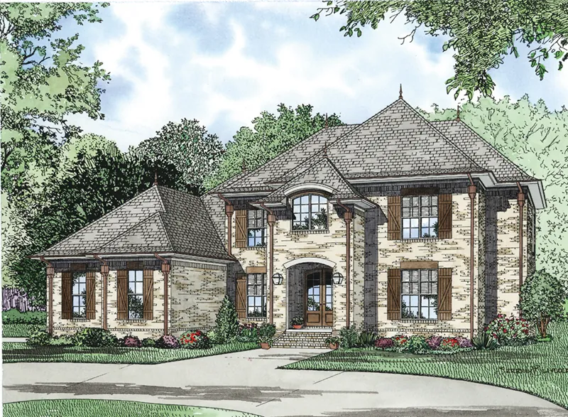 Country French House Plan Front of Home - Agnes Hill Luxury Home 055D-0956 - Search House Plans and More