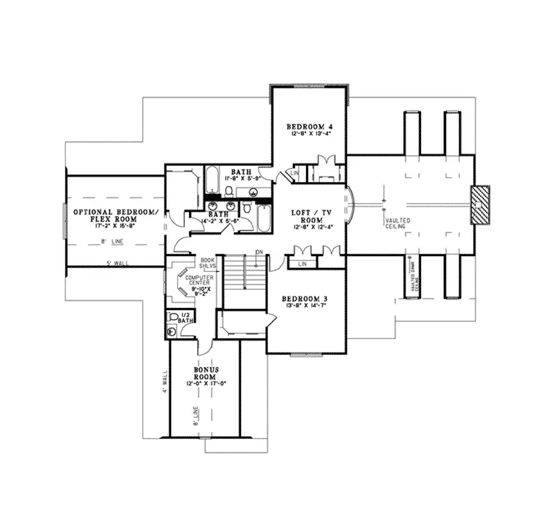 Craftsman House Plan Second Floor - Santee Trail Rustic Home 055D-0959 - Shop House Plans and More