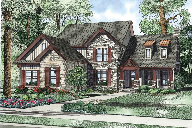 Craftsman House Plan Front of Home - Santee Trail Rustic Home 055D-0959 - Shop House Plans and More