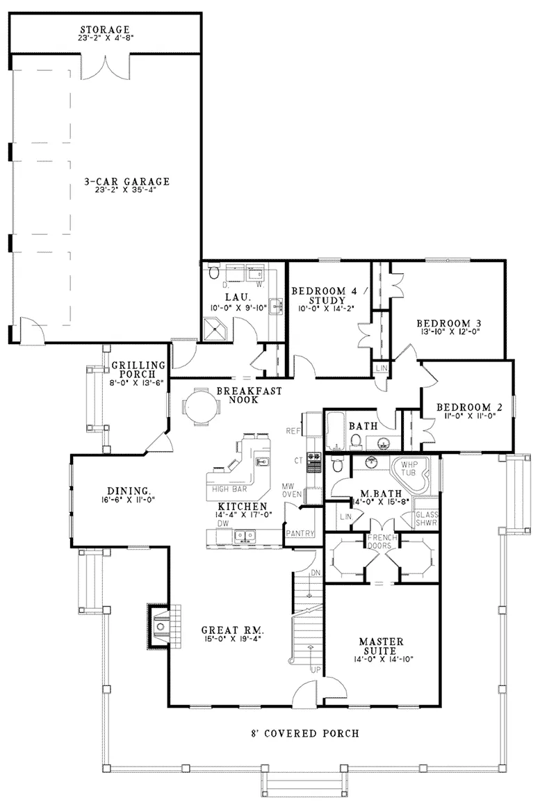 Traditional House Plan First Floor - Raven Ranch Country Home 055D-0976 - Shop House Plans and More