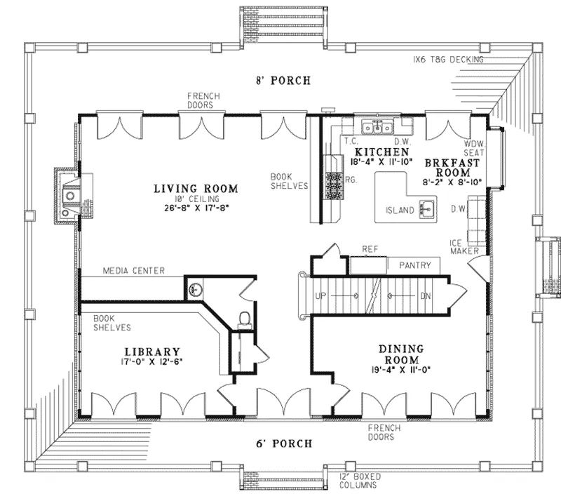 Lowcountry House Plan First Floor - 055D-1079 - Shop House Plans and More