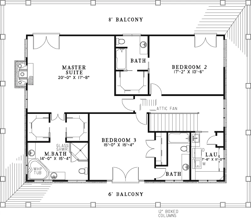 Lowcountry House Plan Second Floor - 055D-1079 - Shop House Plans and More
