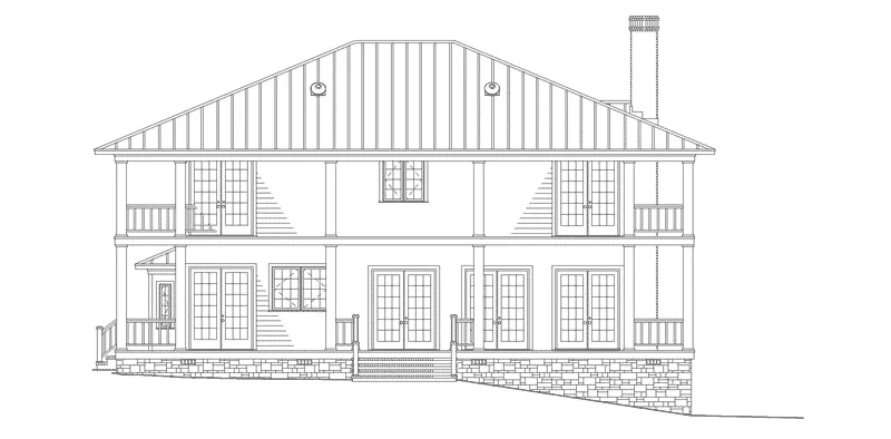 Lowcountry House Plan Rear Elevation - 055D-1079 - Shop House Plans and More