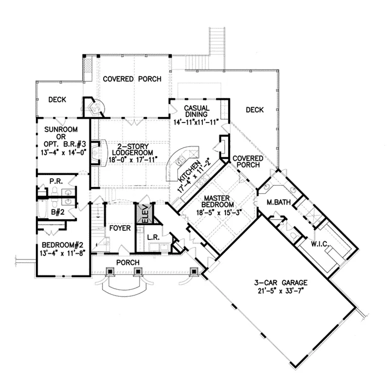 Arts & Crafts Home Plan First Floor 056D-0118