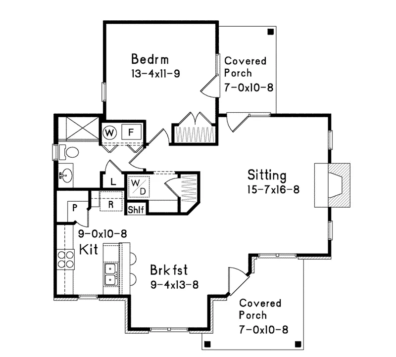 Vacation Home Plan First Floor 058D-0195