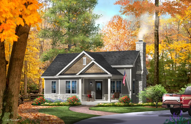 Cabin & Cottage House Plan Front of Home - Mill River Cottage Home 058D-0195 - Shop House Plans and More