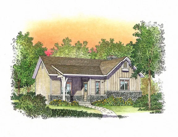 Rustic House Plan Front Image - Sawyer Hill Cottage Home 058D-0196 - Shop House Plans and More