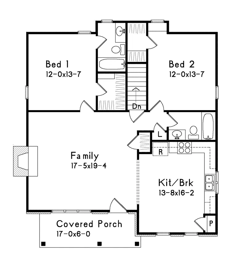 Arts & Crafts House Plan First Floor - Deer Lake Rustic Cottage Home 058D-0200 - Search House Plans and More