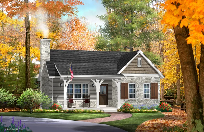 Arts & Crafts House Plan Front of Home - Deer Lake Rustic Cottage Home 058D-0200 - Search House Plans and More