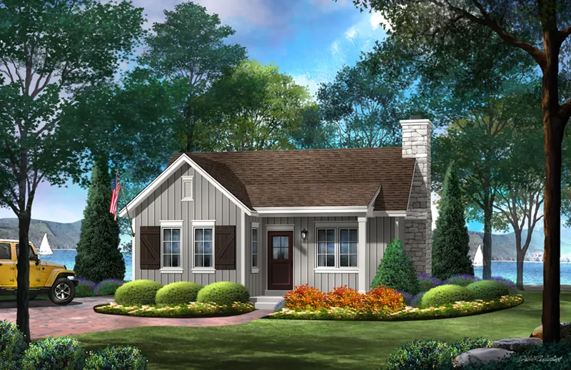 Lake House Plan Front of Home - Gatehill Rustic Cabin Home 058D-0202 - Search House Plans and More