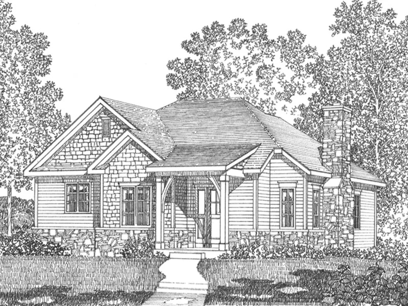 Shingle House Plan Front Image of House - Jake Creek Country Cabin Home 058D-0203 - Search House Plans and More