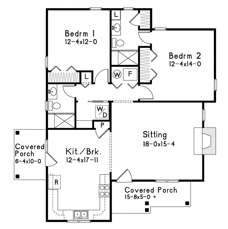 Rustic House Plan First Floor - Kemp Woods Country Home 058D-0204 - Search House Plans and More