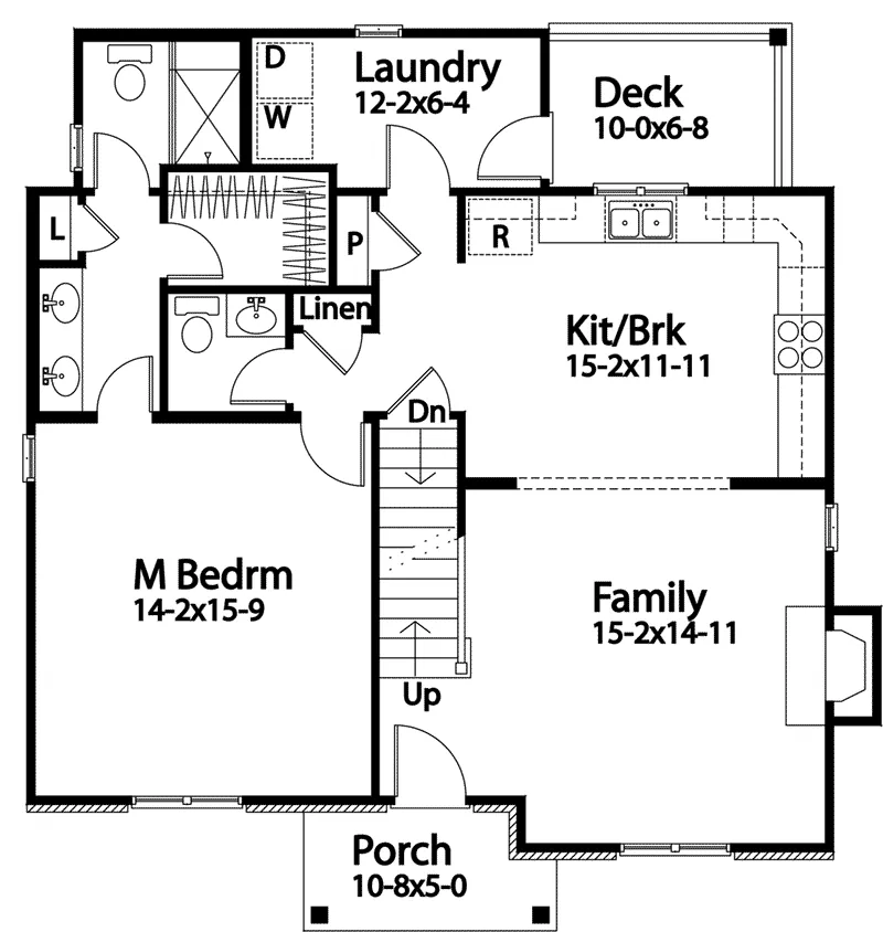 Cabin & Cottage Home Plan First Floor 058D-0218