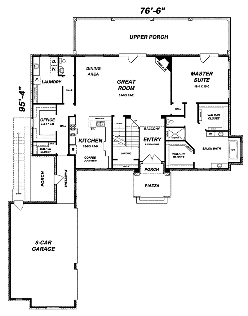 English Cottage House Plan First Floor - 060D-0535 - Shop House Plans and More