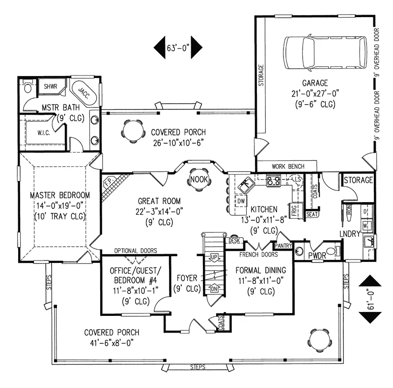 Farmhouse Plan First Floor - Amish Hill Country Farmhouse 067D-0011 | Luxury Farmhouse Plan