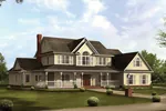 Country Style Two-Story Home Sweeping Covered Porch