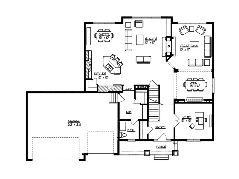 Luxury Home Plan First Floor 072S-0005