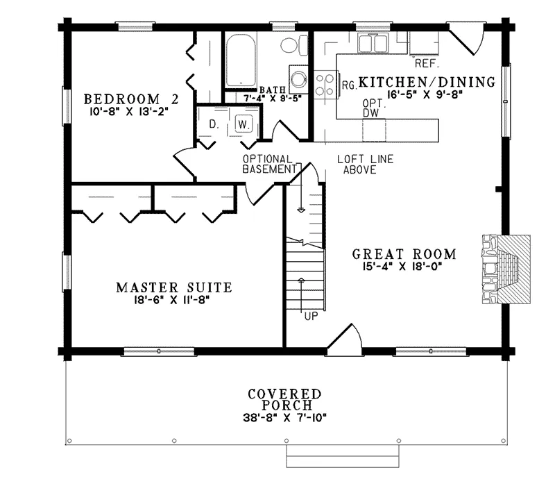 Log Home Plan First Floor 073D-0001