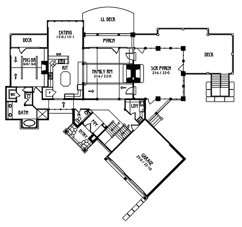 Rustic Home Plan First Floor 082S-0002