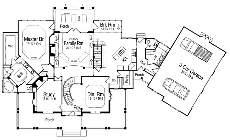 Acadian Home Plan First Floor 082S-0003