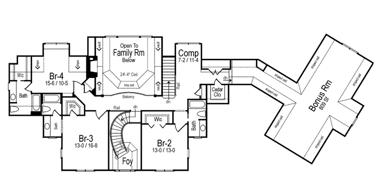 Farmhouse Plan Second Floor - Avanti Acadian Country Home 082S-0003 - Search House Plans and More