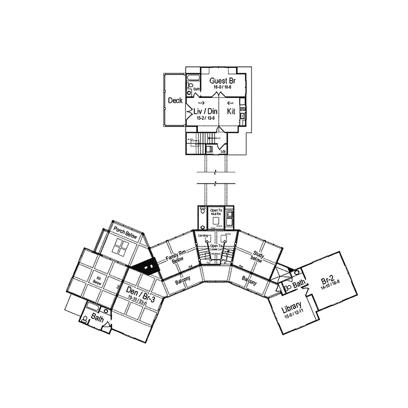 Rustic House Plan Second Floor - Hunnewell Point Rustic Home 082S-0004 - Search House Plans and More