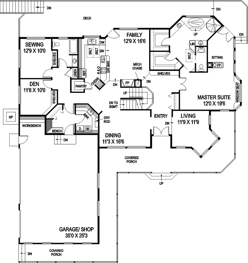 Craftsman House Plan First Floor - Park Steed Rustic Home 085D-0846 - Shop House Plans and More